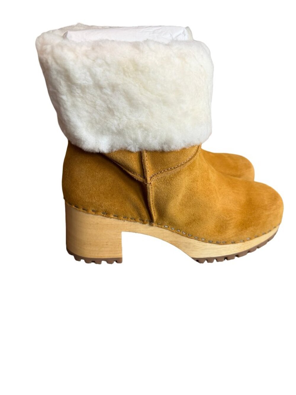 Mia Jildie Mustard Yellow Ankle Boots Suede Real Fur Booties High Heel Sz 10 NIB